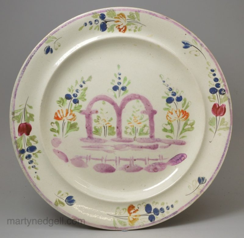 Pearlware pottery plate with lustre decoration, circa 1830