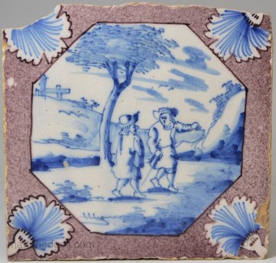 London delft tile, circa 1740