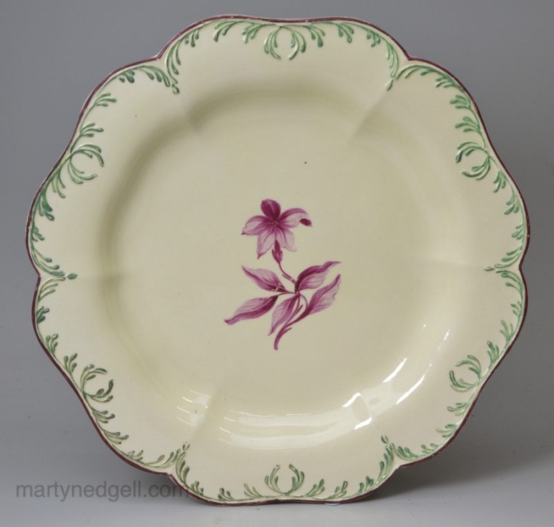 Wedgwood creamware pottery plate with Bakewell type decoration, circa 1780