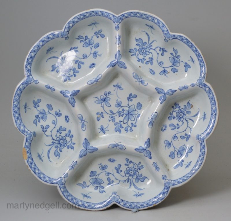 Liverpool delft sweet meat tray, circa 1750