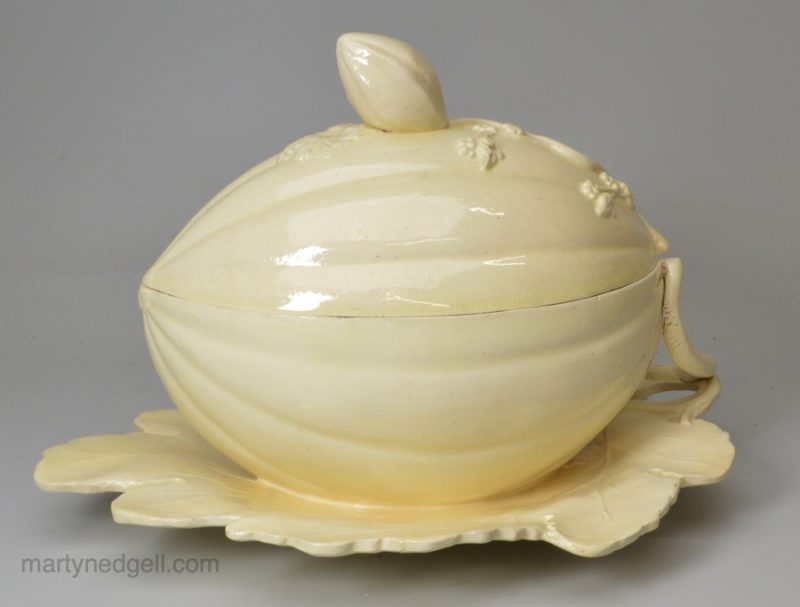 Creamware pottery melon tureen, circa 1780