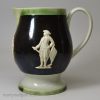 Pearlware pottery commemorative jug, Admiral Rodney, decorated with brown slip and green coloured glaze, circa 1795