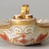 English porcelain ink well in the shape of a Roman oil lamp, circa 1820, probably Derby