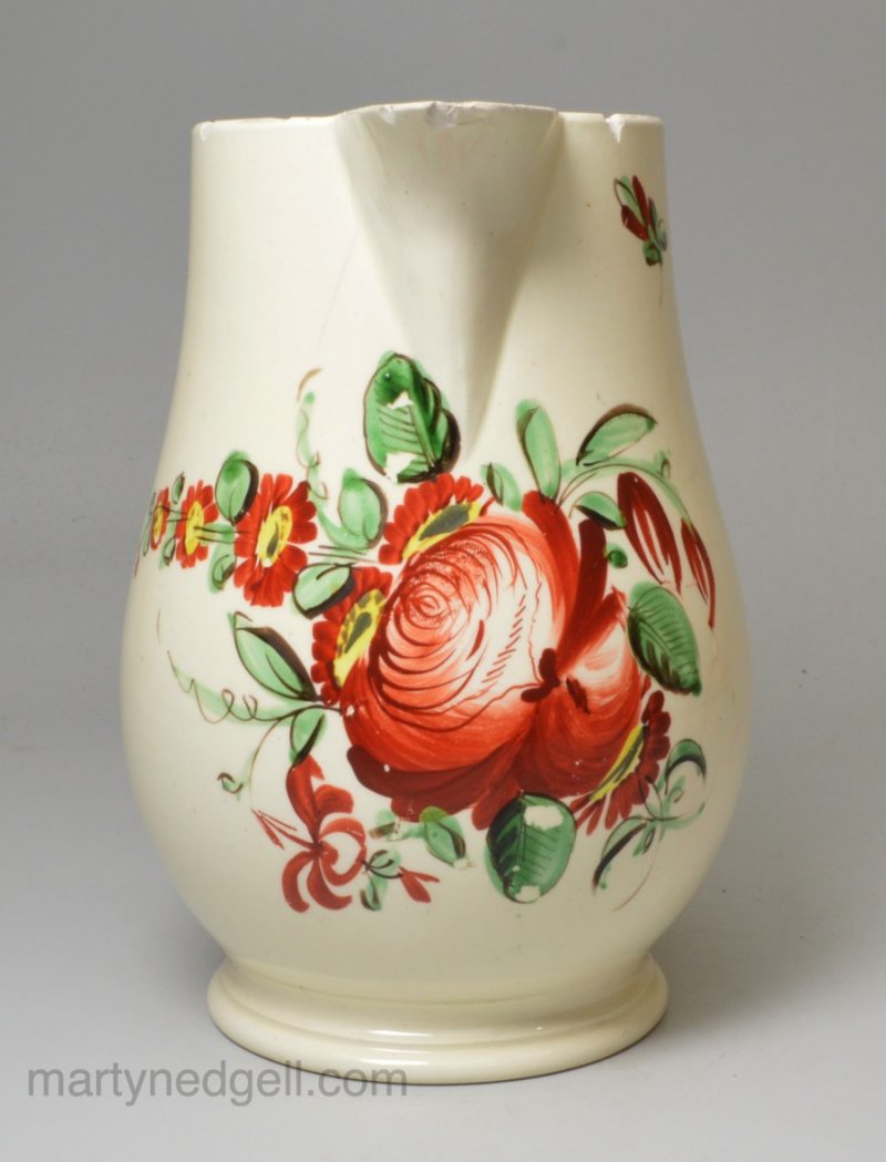 Creamware pottery jug, circa 1780