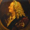 Reverse print on glass of George II, Printed for Jn. Bowles in Cornhill, circa 1750