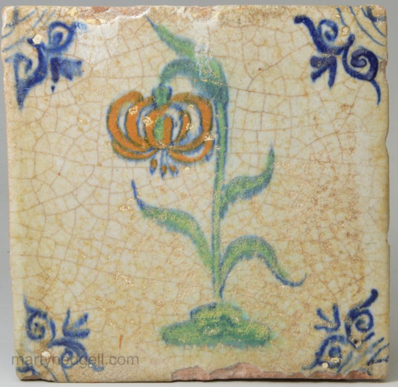 Dutch Delft tile, circa 1640