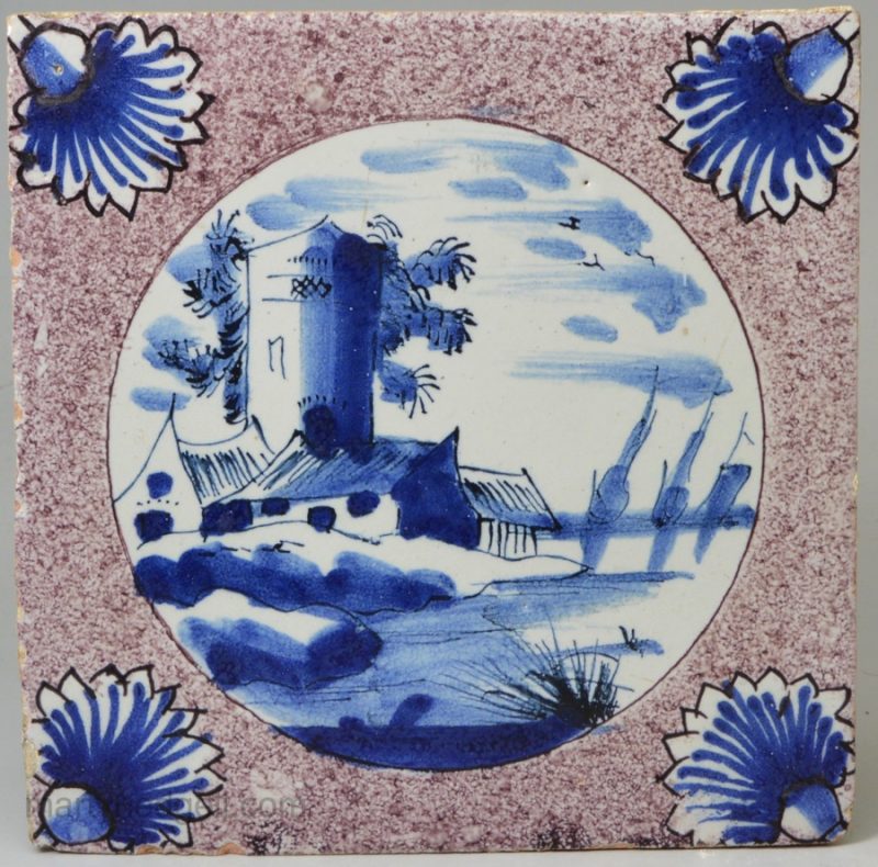 Dutch Delft tile, circa 1720