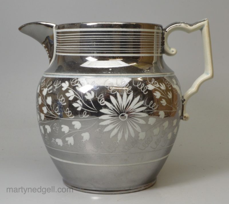 Silver resist lustre jug, circa 1820