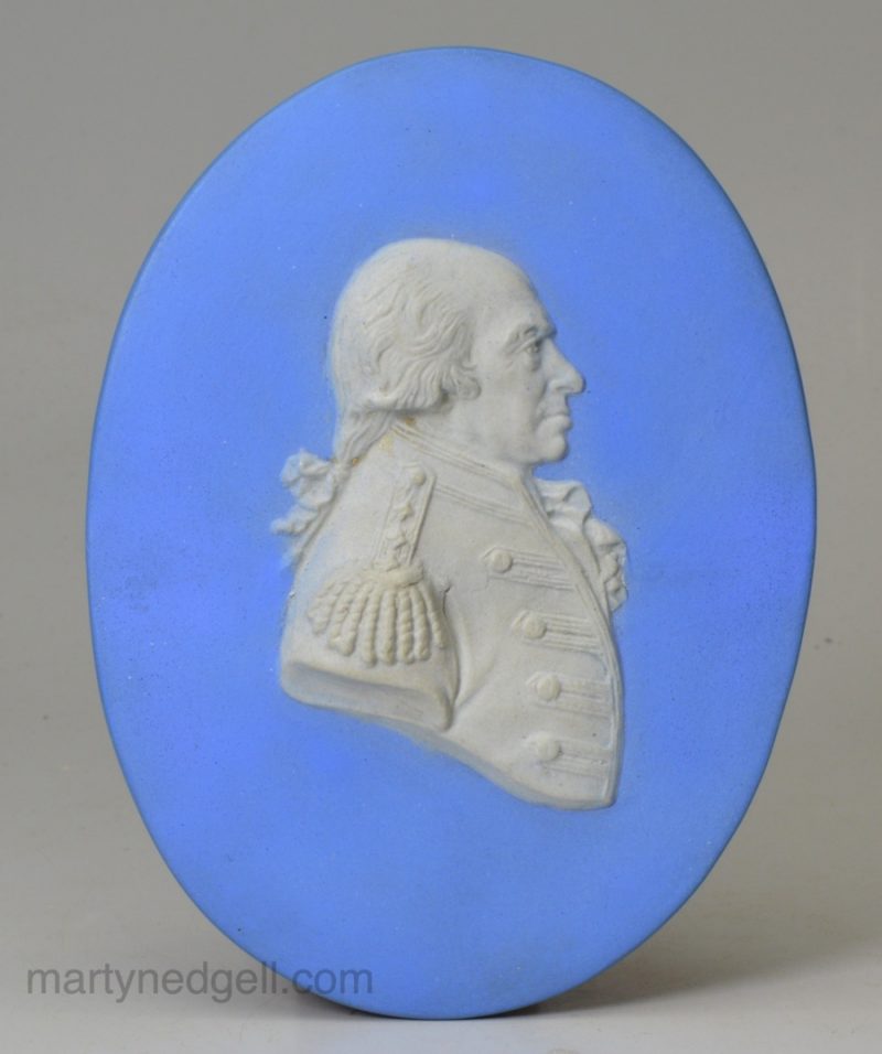 Jasper ware plaque with a portrait of Admiral Howe, circa 1800