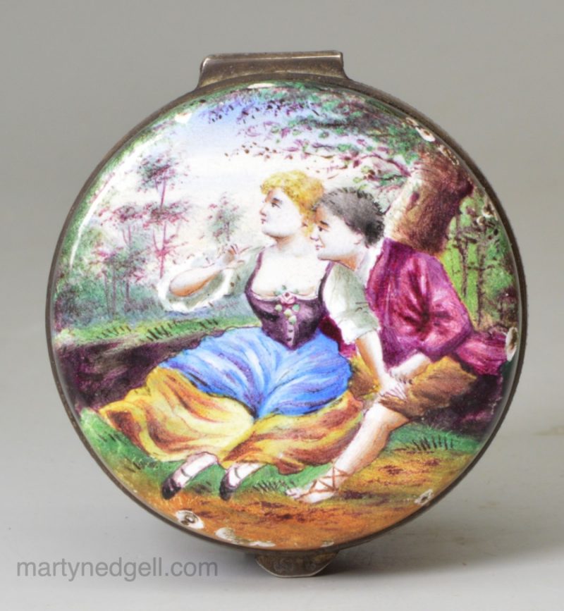 Vienna enamel pill box, circa 1850