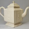 Staffordshire white saltglaze stoneware teapot, circa 1750