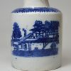 Pearlware pottery tea canister decorated with underglaze transfer prints, circa 1800