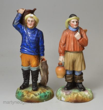 Pair of German porcelain models of Cornish fishermen, circa 1880