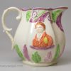 Pearlware pottery commemorative jug moulded with Princess Charlotte and Prince Leopold, circa 1817