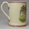 Creamware pottery mug printed with 'Quick Travelling', circa 1820