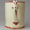 Creamware pottery mug printed with 'Quick Travelling', circa 1820