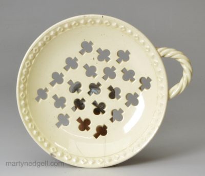 Creamware pottery strainer, circa 1780