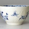 Worcester porcelain tea bowl painted with the feather Mould Floral pattern, circa 1765