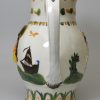 Large commemorative prattware jug moulded with Admiral Duncan, circa 1800