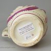 Pearlware pottery commemorative jug moulded with 'SUCESS TO QUEEN CAROLINE', circa 1821