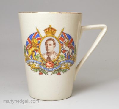 Commemorative pottery mug made for the coronation of Edward VIII that never happened, circa 1937