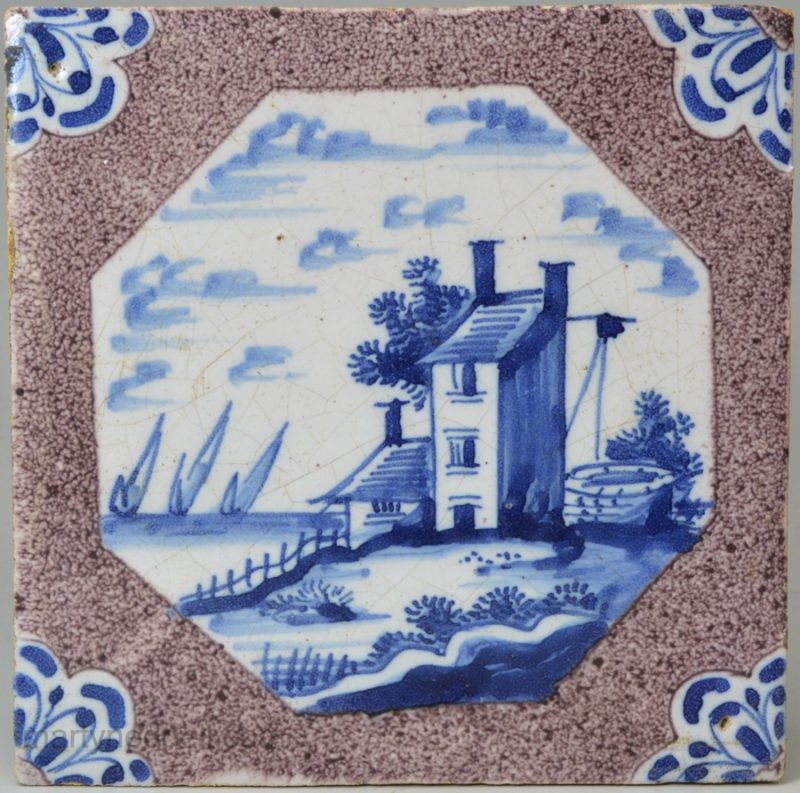 London delft tile, circa 1740