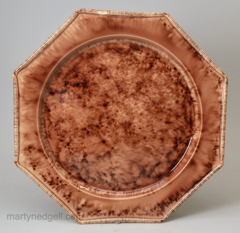 Creamware pottery silver shaped plate decorated with Whieldon type glazes, circa 1770