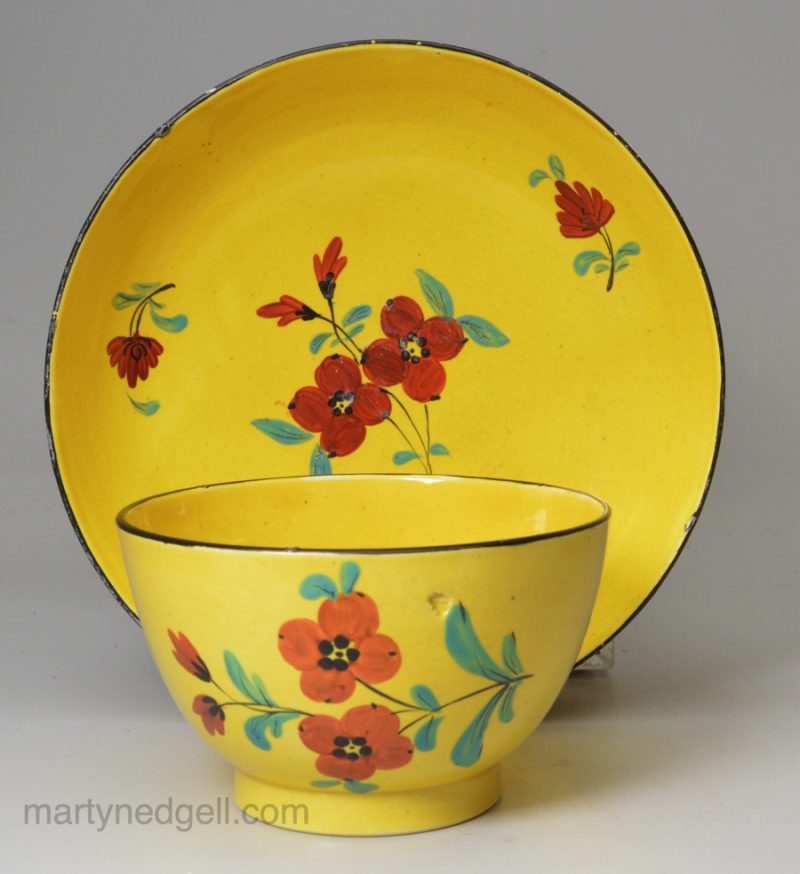 Canary yellow tea bowl and saucer, circa 1820