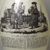 Large creamware serving jug printed with 'The Triple Plea' and The Tythe Pig', circa 1790, possibly Liverpool pottery with Sadler prints