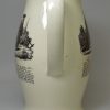 Large creamware serving jug printed with 'The Triple Plea' and The Tythe Pig', circa 1790, possibly Liverpool pottery with Sadler prints