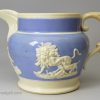 Pearlware pottery jug decorated with blue slip and applied sprigs, circa 1830