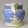 Pearlware pottery jug decorated with blue slip and applied sprigs, circa 1830