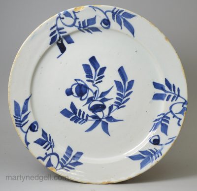 London delft pancake plate, circa 1740