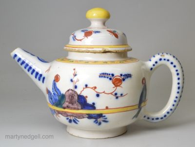 Dutch Delft polychrome teapot, circa 1750