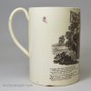 Creamware pottery mug printed with the Vicar & Moses, circa 1790