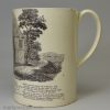 Creamware pottery mug printed with the Vicar & Moses, circa 1790