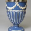 Pearlware pottery vase decorated with engine turning inlay and blue slip, circa 1780