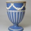 Pearlware pottery vase decorated with engine turning inlay and blue slip, circa 1780