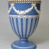 Pearlware pottery vase decorated with engine turning inlay and blue slip, circa 1780