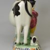 Prattware pottery cow group, circa 1820, Yorkshire pottery type