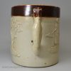 Large London saltglaze stoneware loving cup with a sprig of Paul Pry, circa 1840