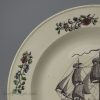 Creamware pottery plated decorated with the print of a ship, circa 1790, probably Liverpool