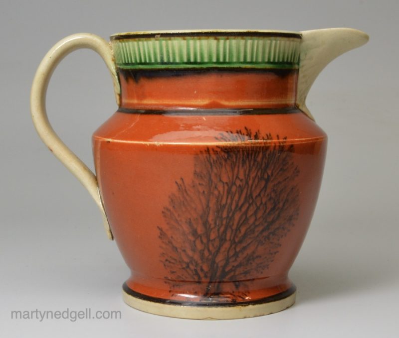 Small mochaware jug with dendritic decoration, circa 1820