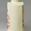 Creamware pottery tea canister decorated with red prints, circa 1780