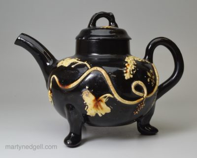 Staffordshire black glazed and sprigged pipe clay decoration, circa 1760