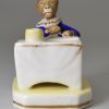 Staffordshire porcelain monkey ink well, circa 1830, probably Alcock Pottery