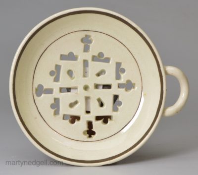 Creamware pottery strainer, circa 1790