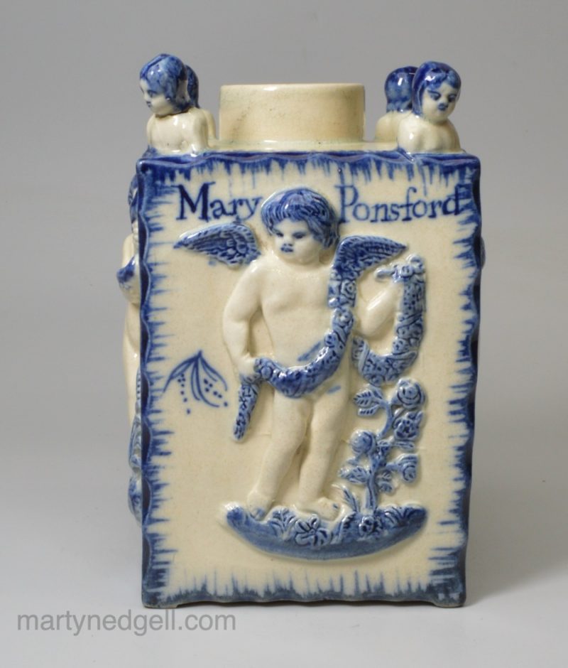 Mary Ponsford's pearlware pottery the canister, dated 1797 Bovey Tracey Pottery Devon