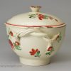 Creamware pottery sugar bowl and cover, circa 1790, possibly Leeds Pottery