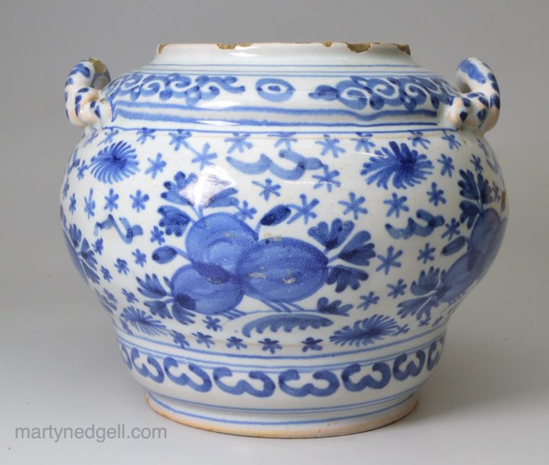 Bristol delft storage jar, circa 1720